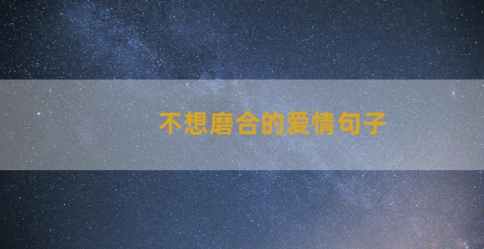 不想磨合的爱情句子