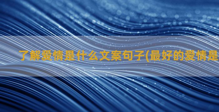 了解爱情是什么文案句子(最好的爱情是什么状态)