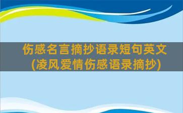 伤感名言摘抄语录短句英文(凌风爱情伤感语录摘抄)