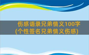 伤感语录兄弟情义100字(个性签名兄弟情义伤感)