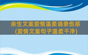 余生文案爱情温柔语录伤感(爱情文案句子温柔干净)