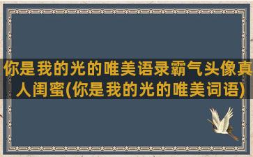 你是我的光的唯美语录霸气头像真人闺蜜(你是我的光的唯美词语)