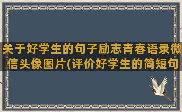 关于好学生的句子励志青春语录微信头像图片(评价好学生的简短句子)