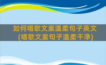 如何唱歌文案温柔句子英文(唱歌文案句子温柔干净)