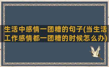 生活中感情一团糟的句子(当生活工作感情都一团糟的时候怎么办)