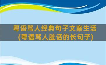 粤语骂人经典句子文案生活(粤语骂人脏话的长句子)