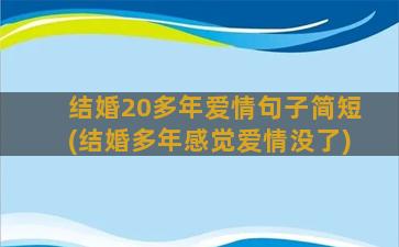 结婚20多年爱情句子简短(结婚多年感觉爱情没了)